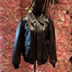 COOPER type A-2 Black leather bomber jacket